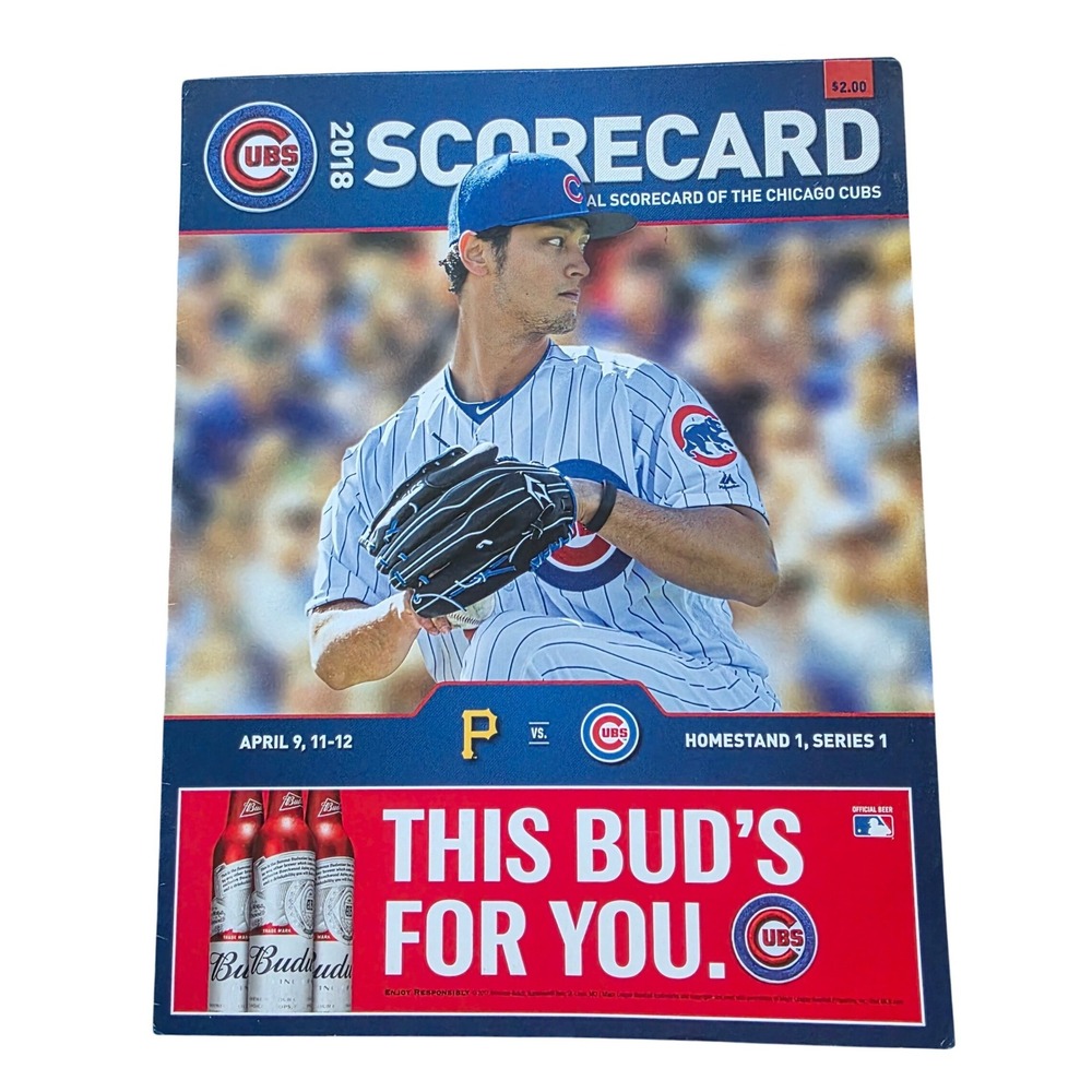 2018 Chicago Cubs Official Scorecard Yu Darvish Pirates Homestand 1 Series 1 MLB